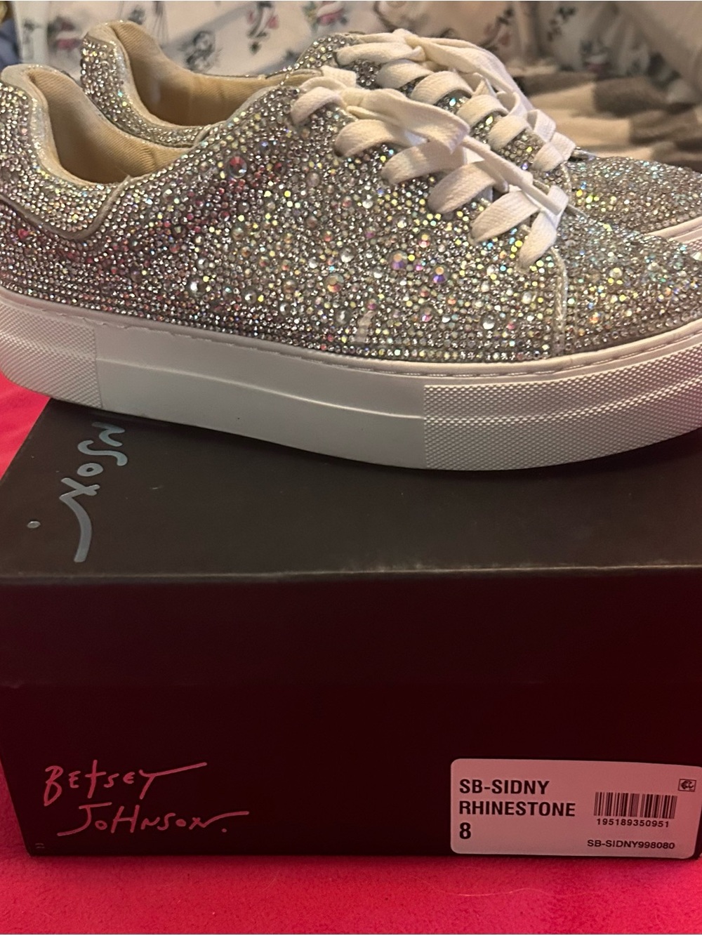 Betsey Johnson Silver Crystal Platform Sneakers